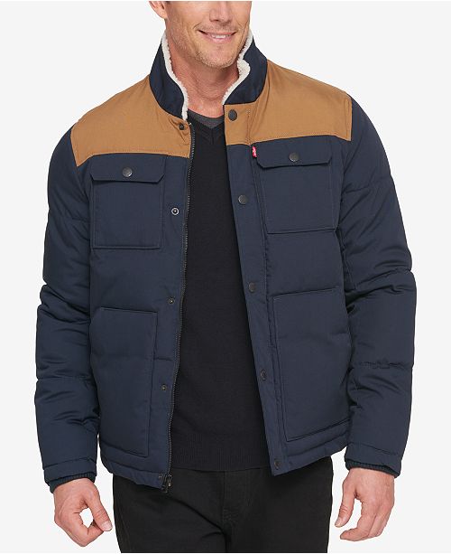 Levi's Men's Woodsman TwoTone Quilted Puffer Jacket with FleeceLined