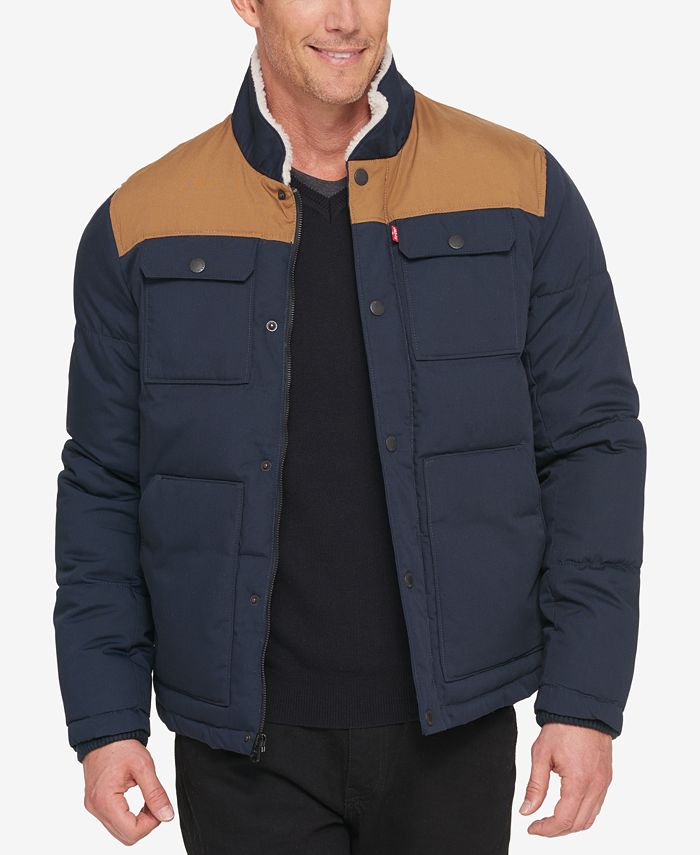 Levi's Men's Woodsman Two-Tone Quilted Puffer Jacket with Fleece-Lined  Collar & Reviews - Coats & Jackets - Men - Macy's
