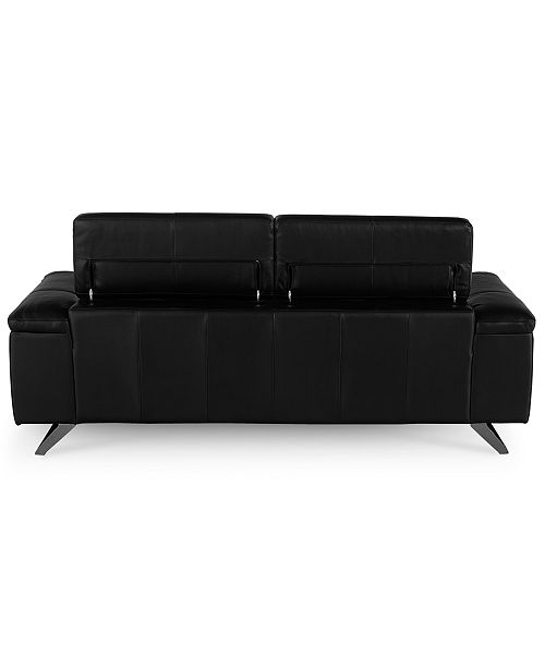 Furniture Trivoly 90" Leather Sofa with Articulating Headrest, Created