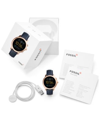 Fossil Q Men's Explorist Gen 3 Navy Leather Strap Touchscreen Smart Watch 46mm