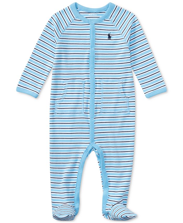 Polo Ralph Lauren Baby Boys Striped Footed Cotton Coverall - Macy's