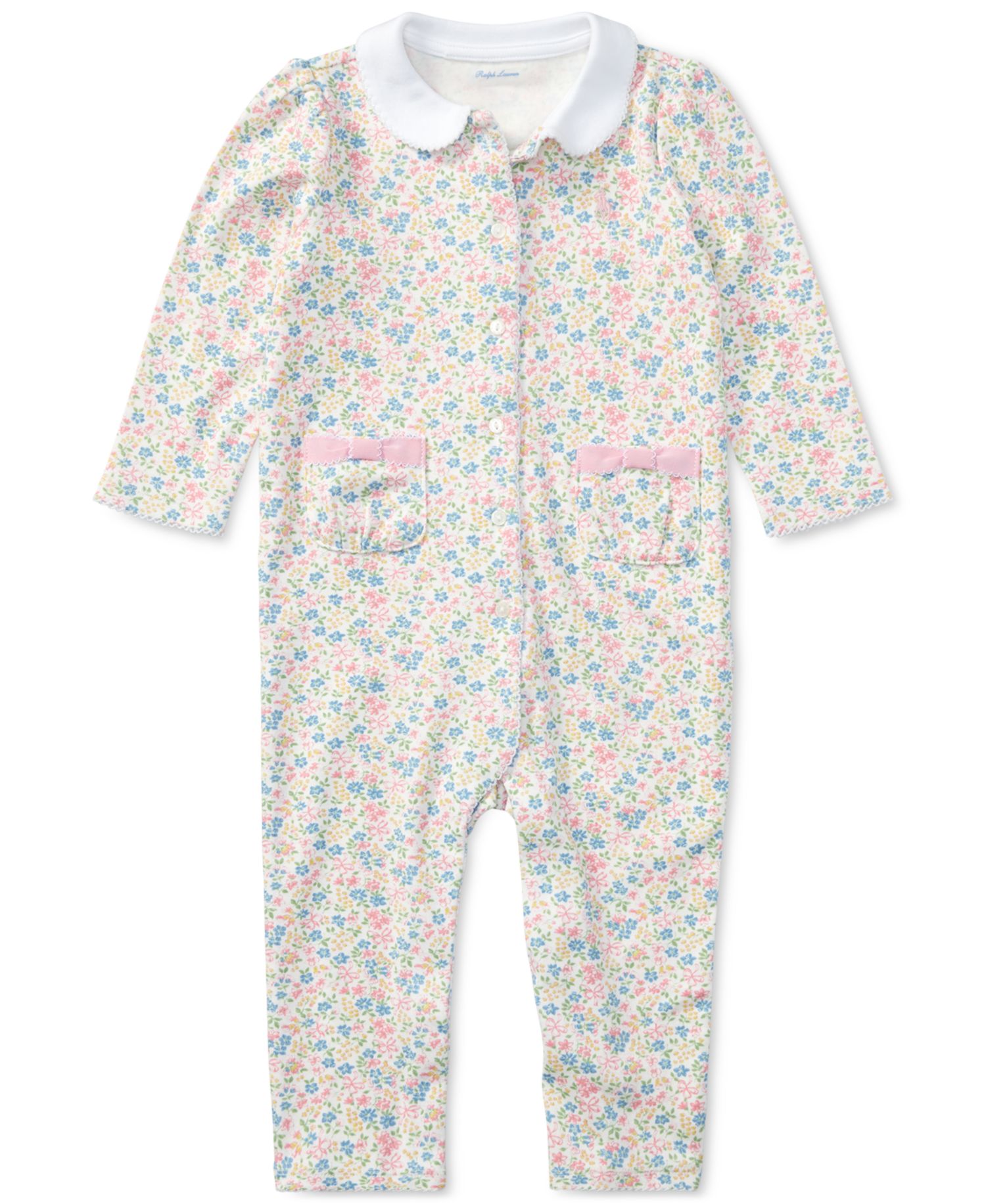Baby Girls Floral Print Cotton Coverall