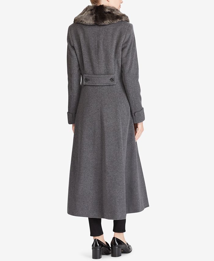 Lauren Ralph Lauren WoolCashmere Blend Maxi Coat with Faux Fur Collar Macy's