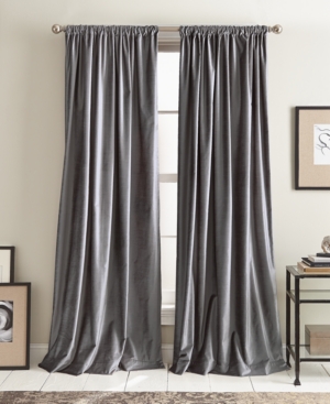Dkny Modern Velvet 50" X 108" Curtain Set In Charcoal