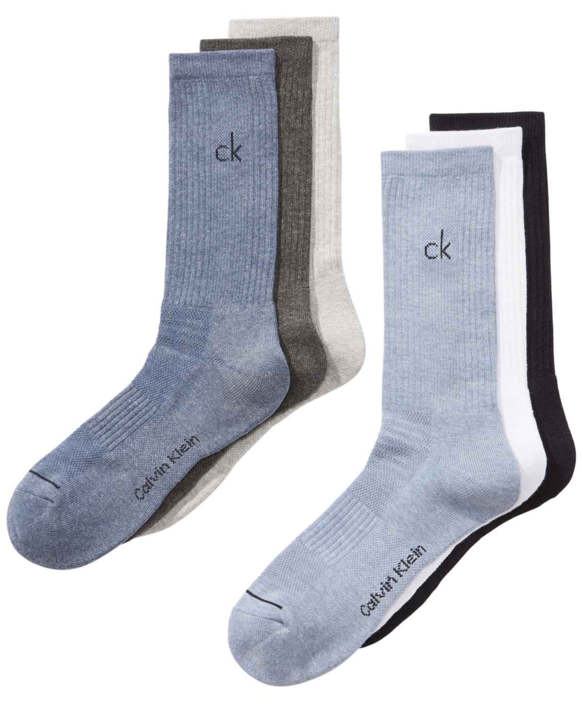 Calvin Klein Men's Athletic Performance Crew Socks 6-Pack - Dust/Navy Assorted