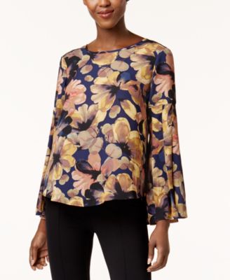 Cable & Gauge - Gathered Bell-Sleeve Blouse