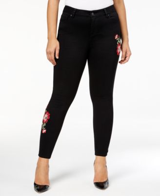 plus size embroidered skinny jeans