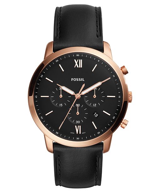 Fossil Men's Neutra Chronograph Black Leather Strap Watch 44mm ...