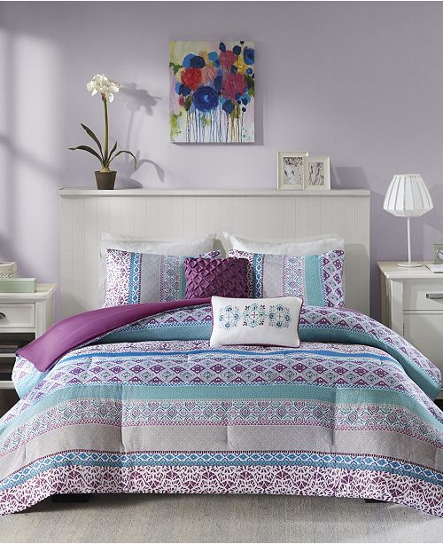 intelligent design joni comforter set purpl