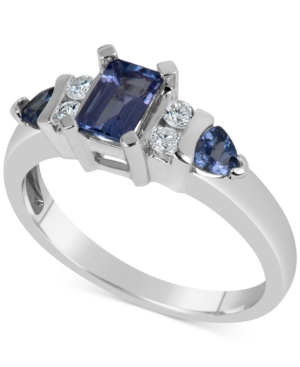 image of Tanzanite (1 ct. t.w.) & Diamond (1/8 ct. t.w.) in 14k White Gold