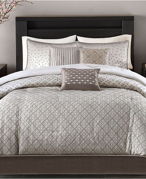 Madison Park Biloxi 7 Pc Geometric Jacquard Queen Comforter Set