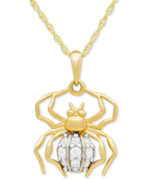 image of Diamond Spider Pedant Necklace (1/10 ct. t.w.) in 10k Gold