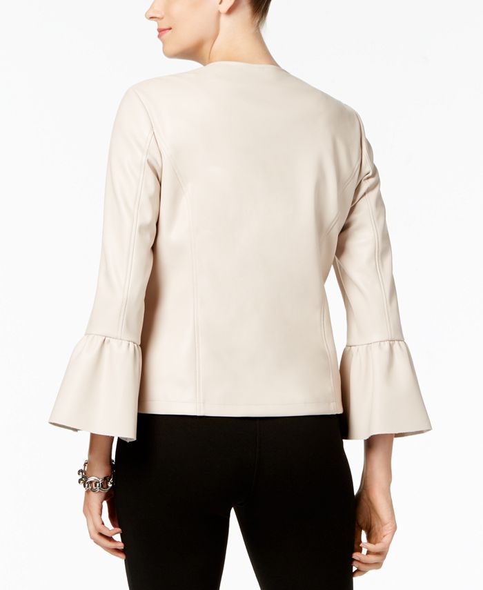 Alfani Faux-Leather Ruffle-Sleeve Coat, Created for Macy's & Reviews ...