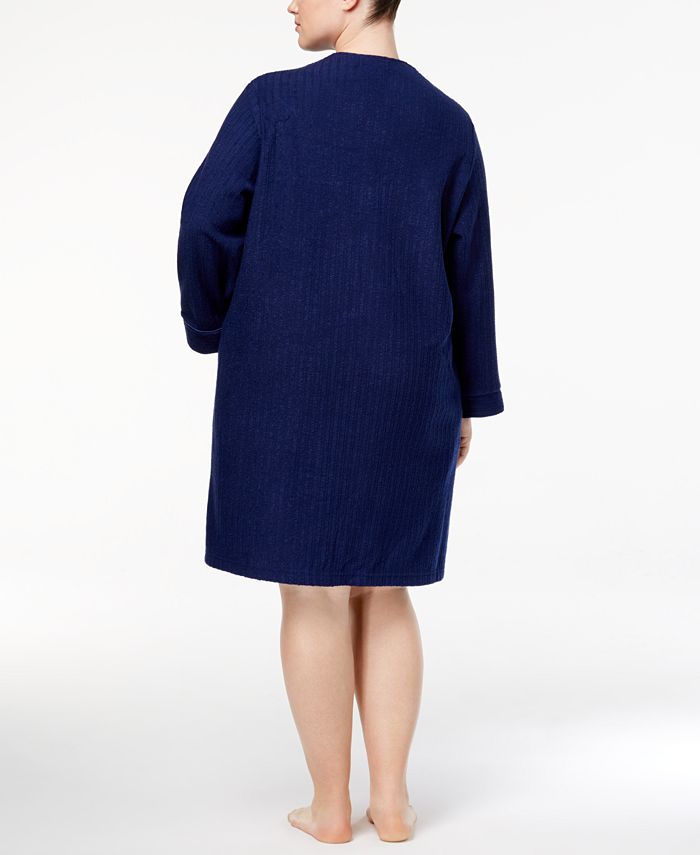 Miss Elaine Plus Size Short Embroidered Snap-Front Robe - Macy's