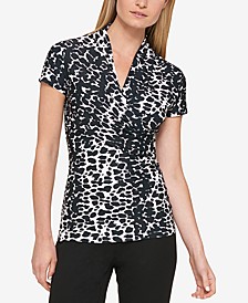 Animal Print Ruched Top 