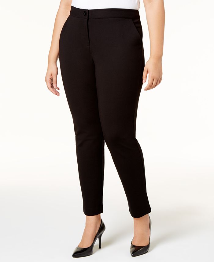 Alfani Plus Size Tummy-Control Ponté-Knit Pants, Created for Macy's ...