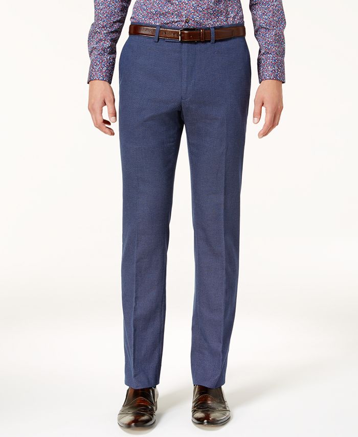 Nick Graham Men's Slim-Fit Stretch Bright Blue Pin-Dot Suit - Macy's