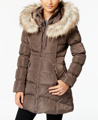 laundry faux fur puffer coat