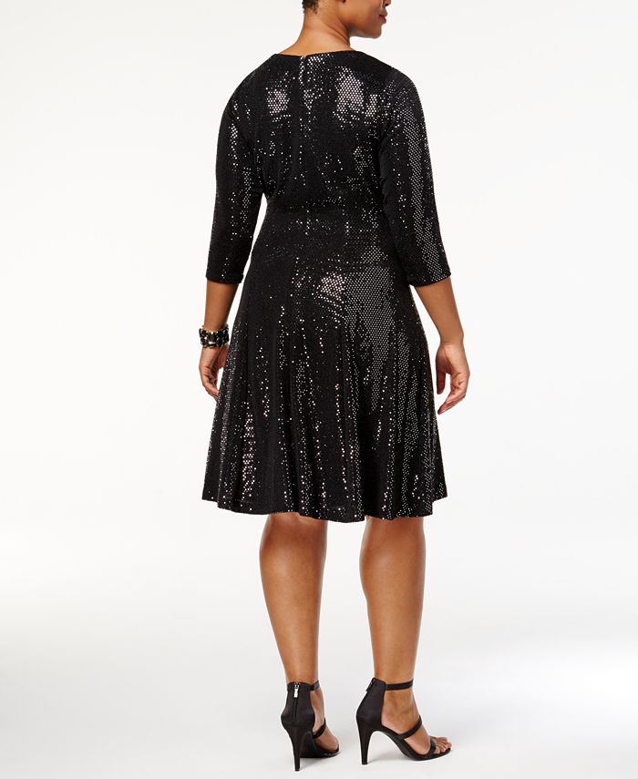 Calvin Klein Plus Size Sequined Fit & Flare Dress, Created for Macy's ...