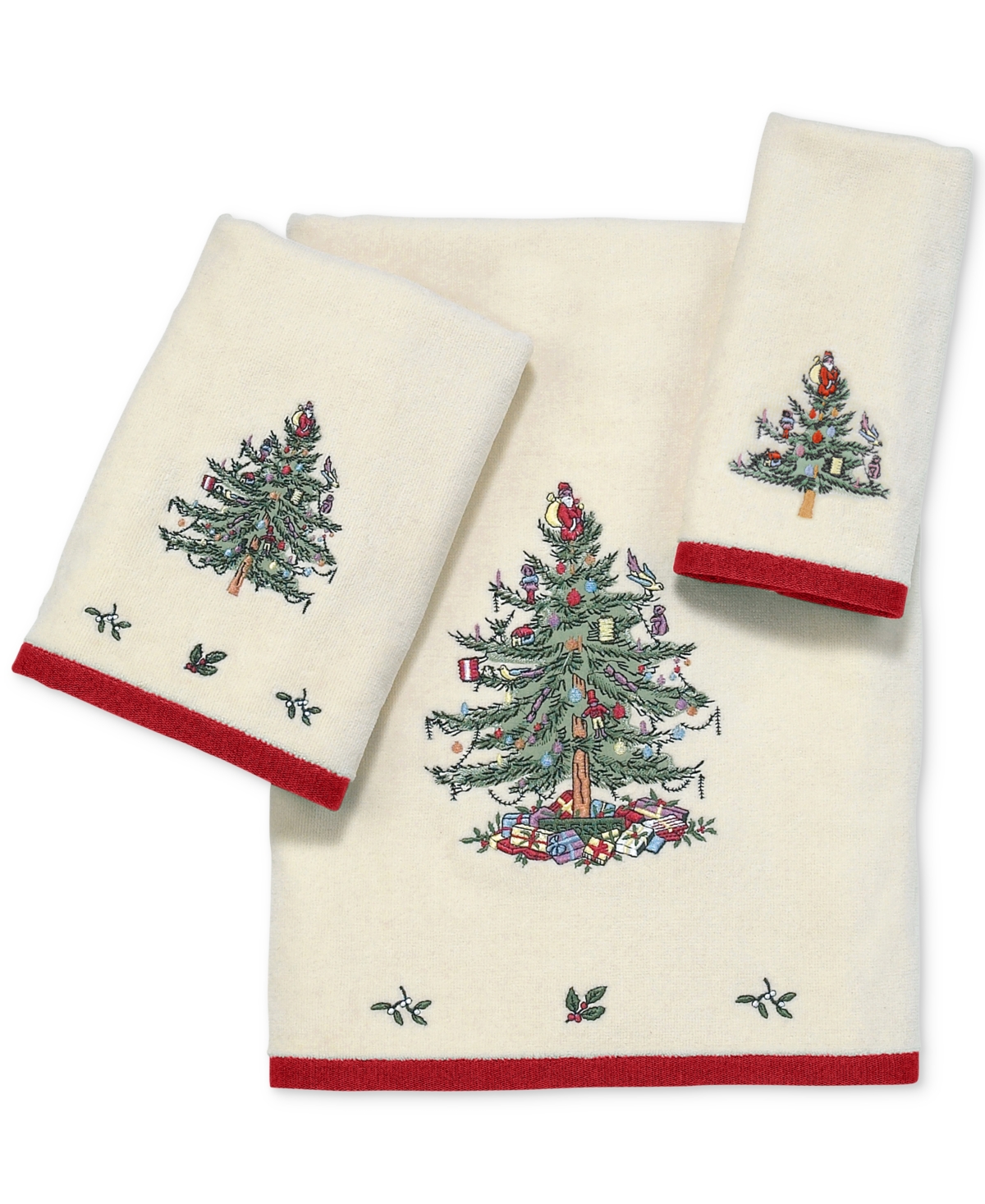 Spode Christmas Tree Bath Towel, 27" X 50" In Ivory