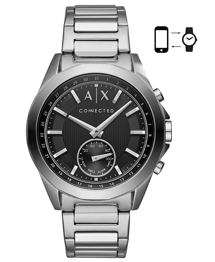 Armani Exchange A|X Men's Connected Stainless Steel Bracelet Hybrid ...