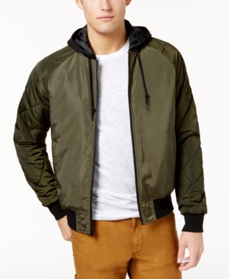 hooded quilted bomber jacket