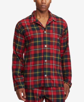 polo ralph lauren men's plaid flannel pajama top