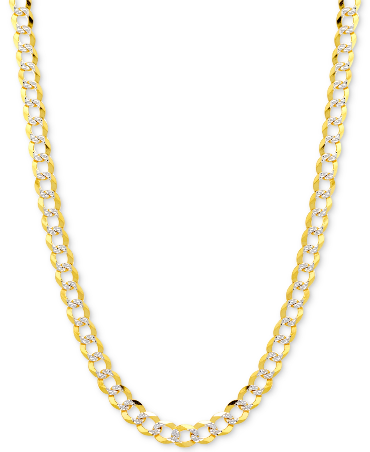 20" Two-Tone Open Curb Link Chain Necklace in Solid 14k Gold & White Gold - Two-Tone