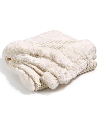 Hotel Collection Fur Knit Trim Throw, Created for Macy&#39;s - Blankets & Throws - Bed & Bath - Macy&#39;s