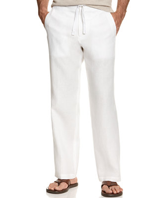 Tasso Elba Men's Linen Drawstring Pants, Created for Macy's - Pants ...