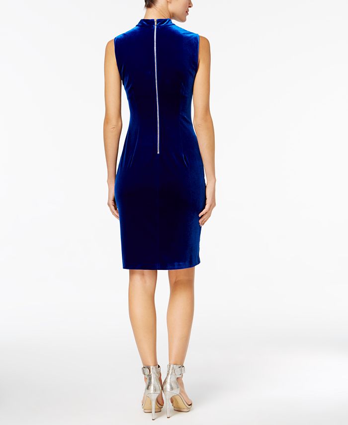 Calvin klein blue velvet dress sales