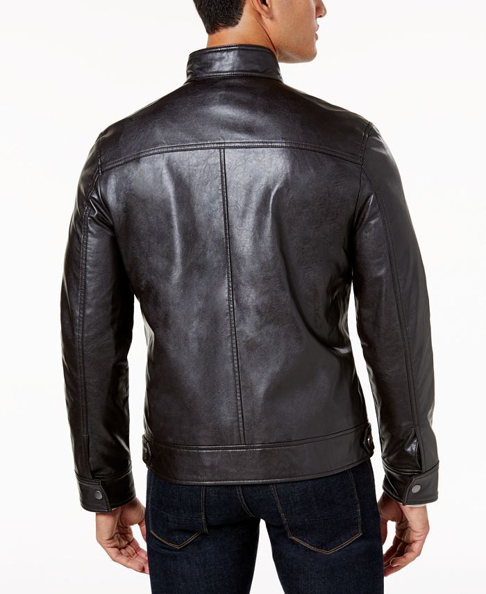Tasso Elba Men's Faux-Leather Jacket, Created for Macy's - Macy's