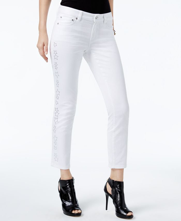 Michael Kors Izzy Embellished Cropped Skinny Jeans & Reviews - Jeans -  Women - Macy's