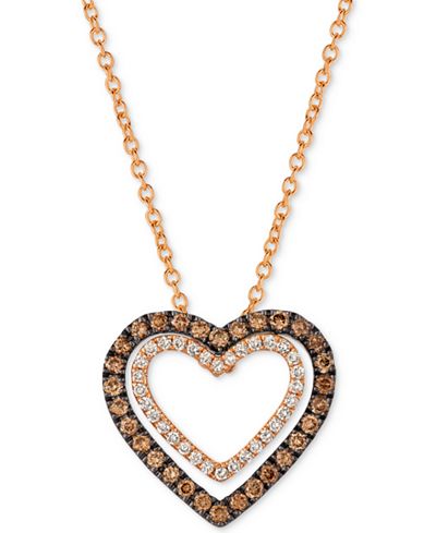 chocolatier 14k ct pendant necklace diamond rose heart gold vian le main