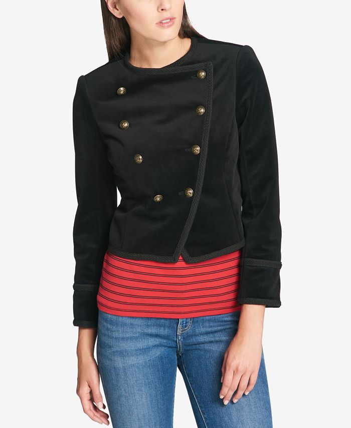 Tommy Hilfiger Velvet Double-Breasted Jacket, Created for Macy's ...