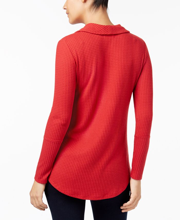 Style & Co CowlNeck WaffleKnit Top, Created for Macy's Macy's