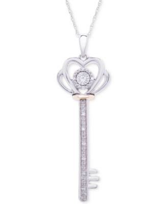 Macy's Diamond Accent Heart Lock & Key 18 Pendant Necklace in Sterling  Silver & 14k Rose Gold-Plate - Macy's