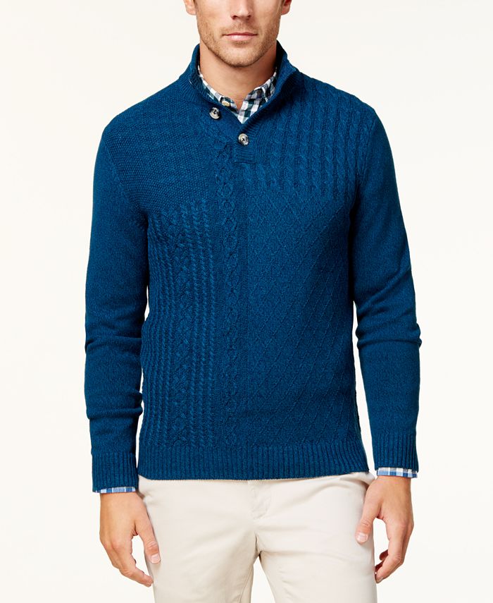 Club Room Men's Patchwork Mock Neck Sweater, Created for Macy's - Macy's