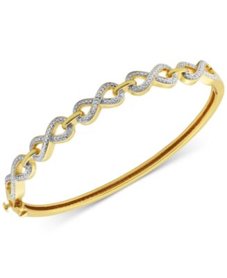 Macy's Diamond Accent Infinity Hinged Bangle Bracelet in 18k Gold over ...