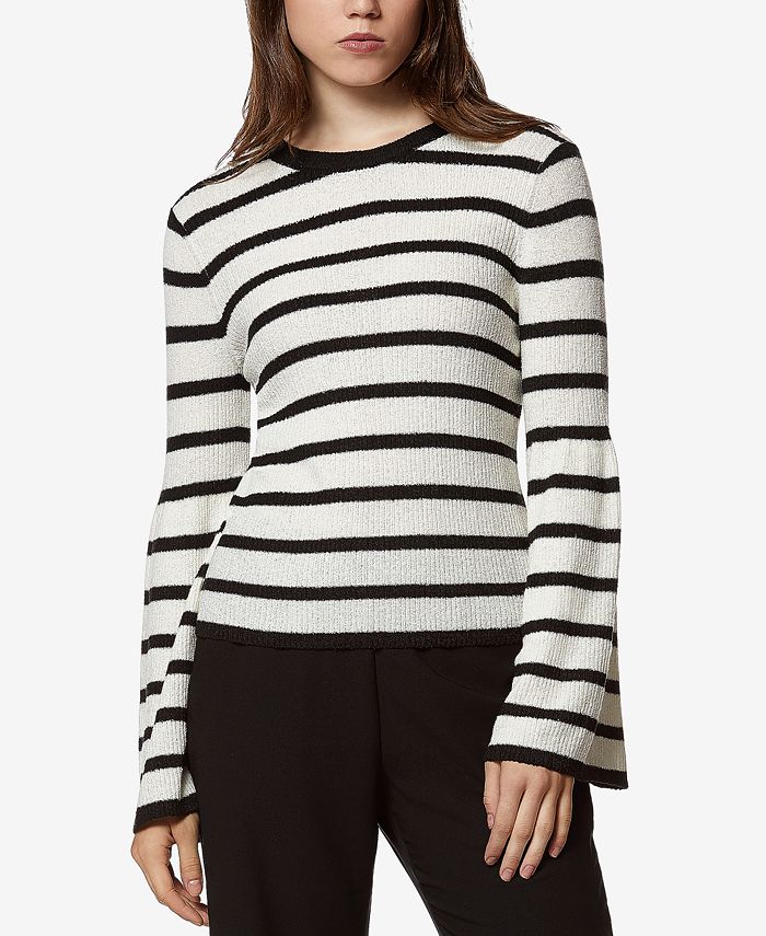 Avec Les Filles Striped Bell-Sleeve Sweater - Macy's