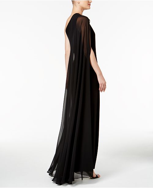 calvin klein one shoulder metallic gown