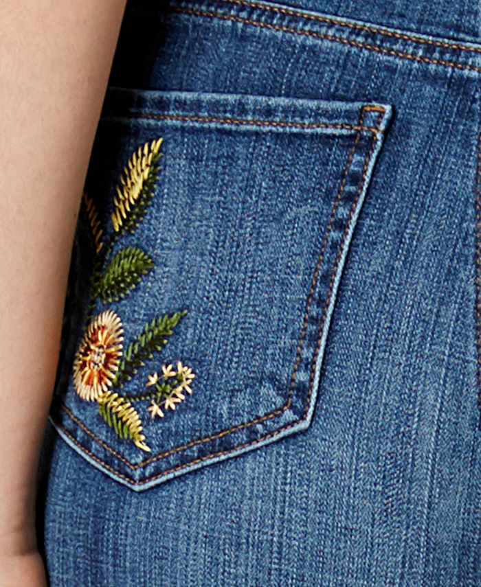 Style & Co Floral Embroidered Curvy Skinny Jeans, Created for Macy's ...