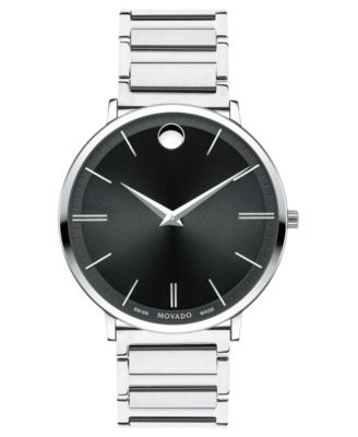 Movado - Men's Swiss Ultra Slim Stainless Steel Bracelet Watch 40mm