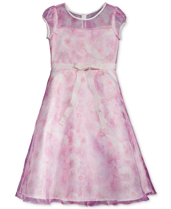 Us Angels Lavender by Illusion-Neck Floral Dress, Big Girls - Macy's