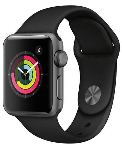 Apple Watch Series 3 GPS, 38mm Space Gray Aluminum Case with Black Sport Band