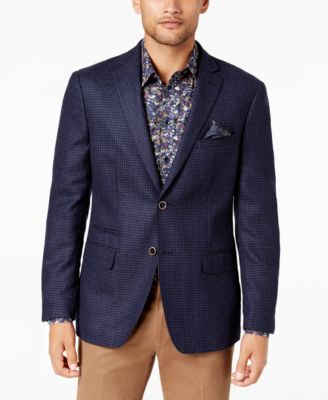 Tallia Men's Slim-Fit Blue/Navy Check Soft Wool Sport Coat 