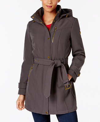 MICHAEL Michael Kors Hooded Softshell Raincoat - Coats - Women - Macy's