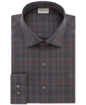 Kenneth Cole Reaction - Men's Slim-Fit Techni-Cole Flex Collar Performance Gray Check Dress Shirt