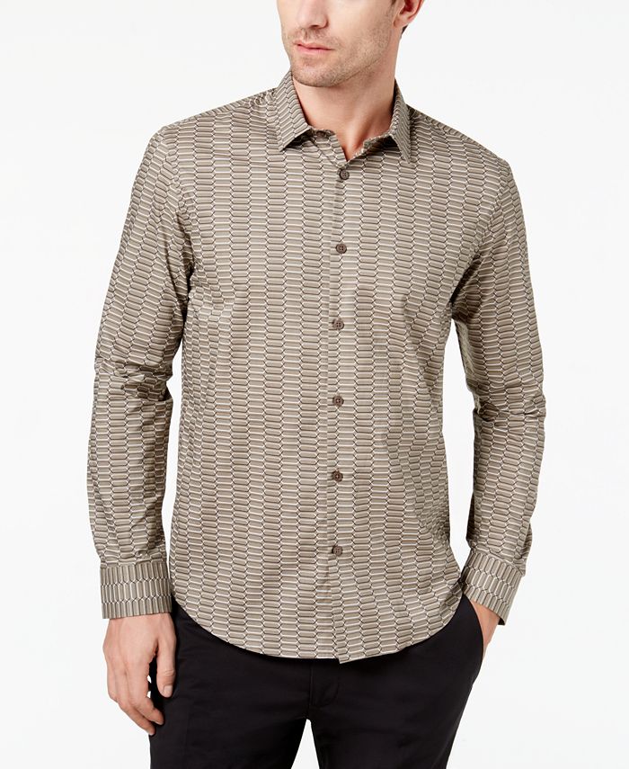 Alfani Men's Cross-Print Shirt, Created for Macy's & Reviews - Casual ...