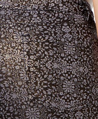 Charter Club Plus Size Metallic-Print Skinny Jeans, Created for Macy's